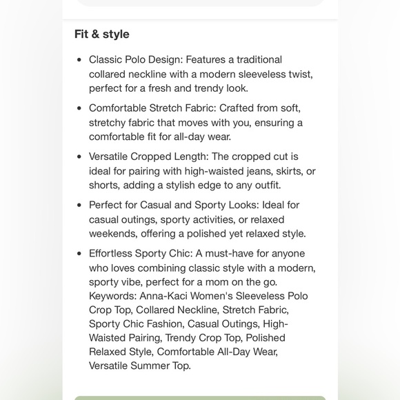 Anna-Kaci Active Women's Sleeveless Polo Crop Top with Collared Neckline - Picture 10 of 11